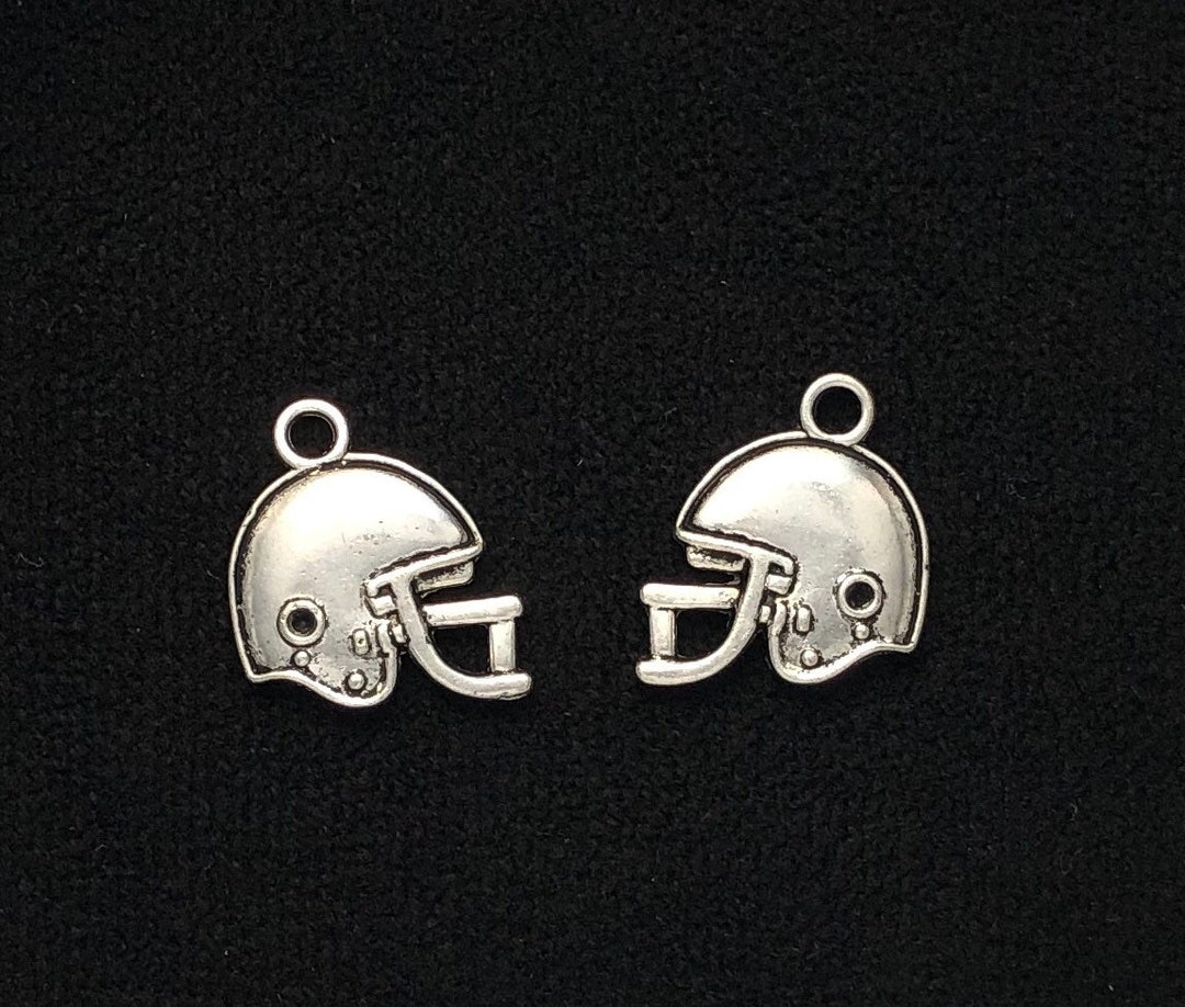 Silver Football Helmet Charms Double Sided Silver Helmet Etsy