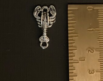 Crawfish Charm, Silver Crawfish Charms, Lobster Charm, Silver Sea Charms 22 x 12 m 15-1-AS