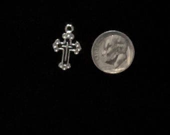 Small silver cross with black accents 16 x 9 mm small silver cross with decorative black accents 12 pieces 15-22-AS