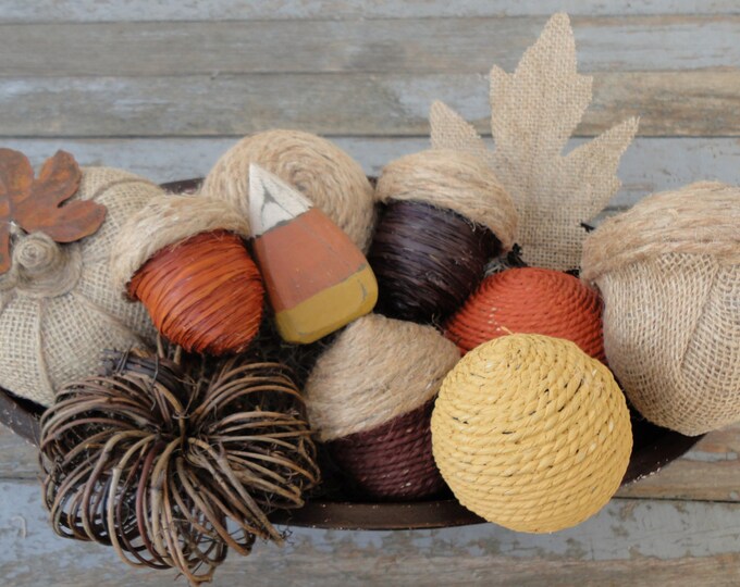 Rustic Fall Bowl Fillerfall Decorative Bowl Filleracorns, Pumpkins