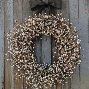 Ivory Pip Berry Wreath, Farmhouse Wreath, Ivory Berry Wreath, Pip Berry Wreath, Grapevine Berry Wreath, Cream Berry Wreath, Primitive Wreath