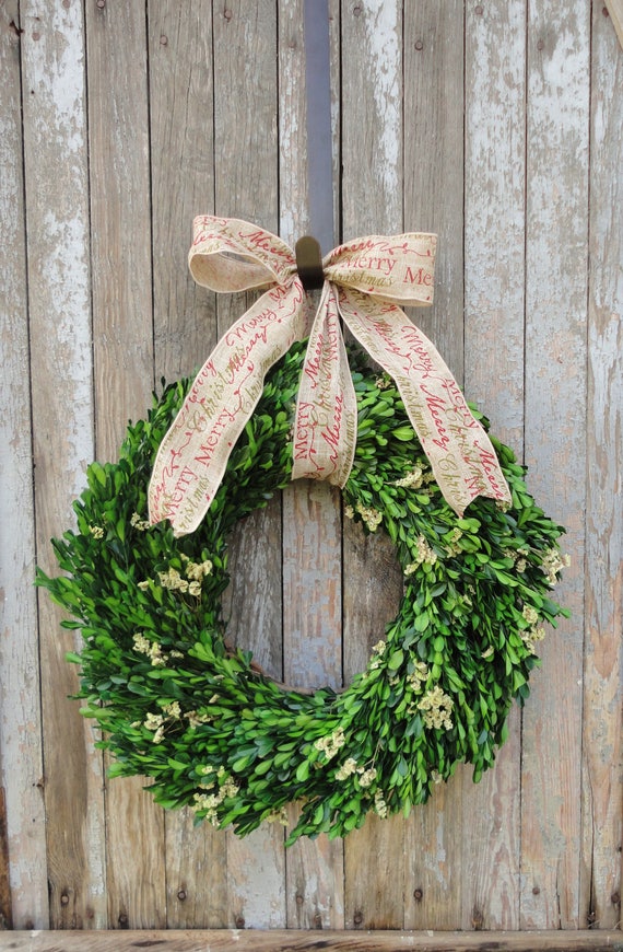 Boxwood Wreath Farmhouse Decor Christmas Boxwood Wreath