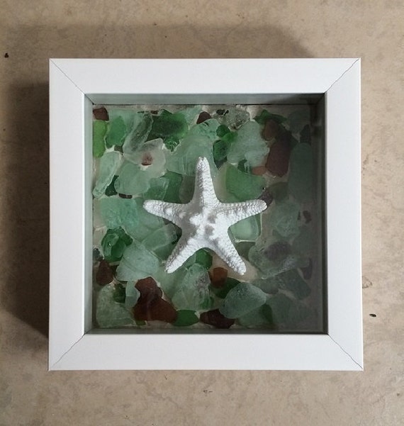 Starfish Sea Glass Shadow Box Original Nautical Wall Decor Etsy Starfish Sea Glass Shadow Box Original Nautical Wall Decor Etsy