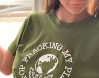 Camiseta "Detengan el Fracking en mi Planeta": marca HyperArtist, fabricada en EE. UU.