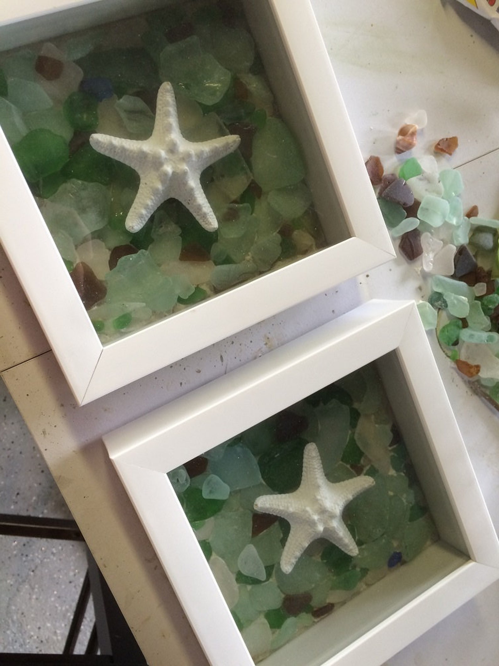 Starfish & Sea Glass Shadow Box Original Nautical Wall Decor Etsy