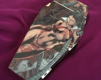 Caja de recuerdos de ataúd de cómic de Vampirella: almacenamiento de joyas hecho a mano