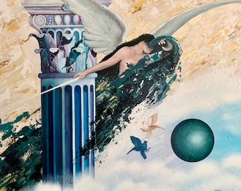 Ángel de Pérgamo - Pintura original en acrílico sobre lienzo