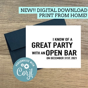 Wil je mijn stalknecht kaart beste man kaart bruidsjonkers kaarten A1-formaat Open bar Corjl digitale download Instant
