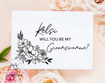 Groomswoman proposal card boho Will You Be My Bridesmaid Card Cards Bridesman Man of Honor Groomswoman Bridal Party Proposal { boho floral }