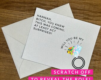 Scratch off bridesmaid proposal card officiant easiest decision ask bridesmaid maid of honor best woman card man of honor groomsmaid cards