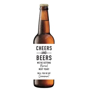Cheers Beer Bottle Label Groomsman Groomsmen Proposal Best Man Suit up Usher Best Man proposal card Ask Groomsman idea