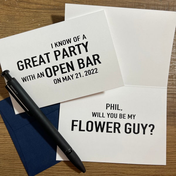 Flower guy proposal | flower dude card | Will You Be My Groomsman Card Best Man Card Groomsmen Cards