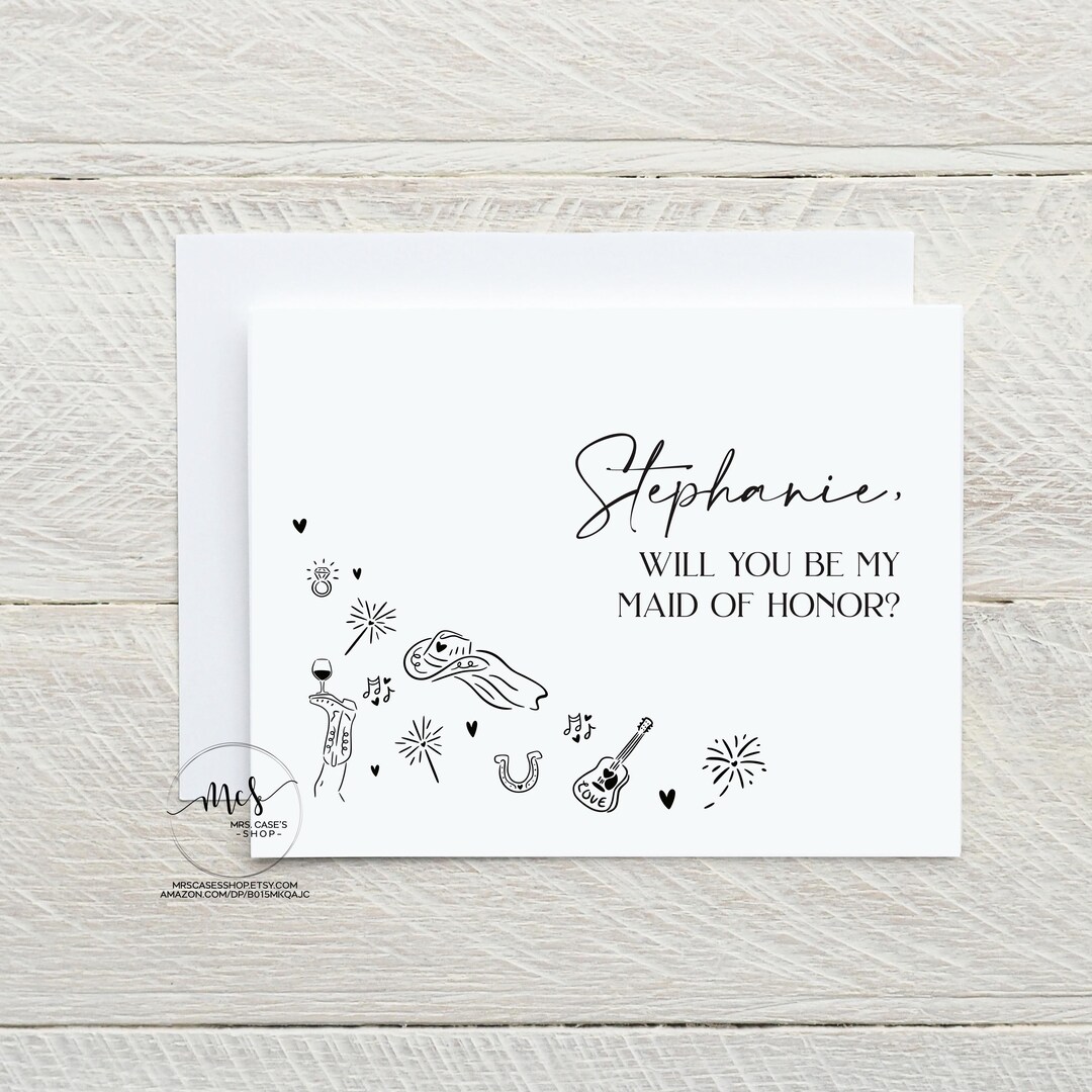 Personalized Bridesmaid Proposal Card: Cowgirl Skeleton Wedding Theme ...