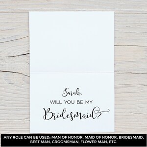 Will You Be My Bridesmaid Card Cards Maid of Honor Flower Girl Bridal Party Proposal image 2