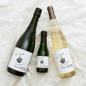 Bridesmaid mini champagne labels gothic | skeleton bridesmaid proposal bottle label | bridesmaid gift maid of honor label proposal gift goth