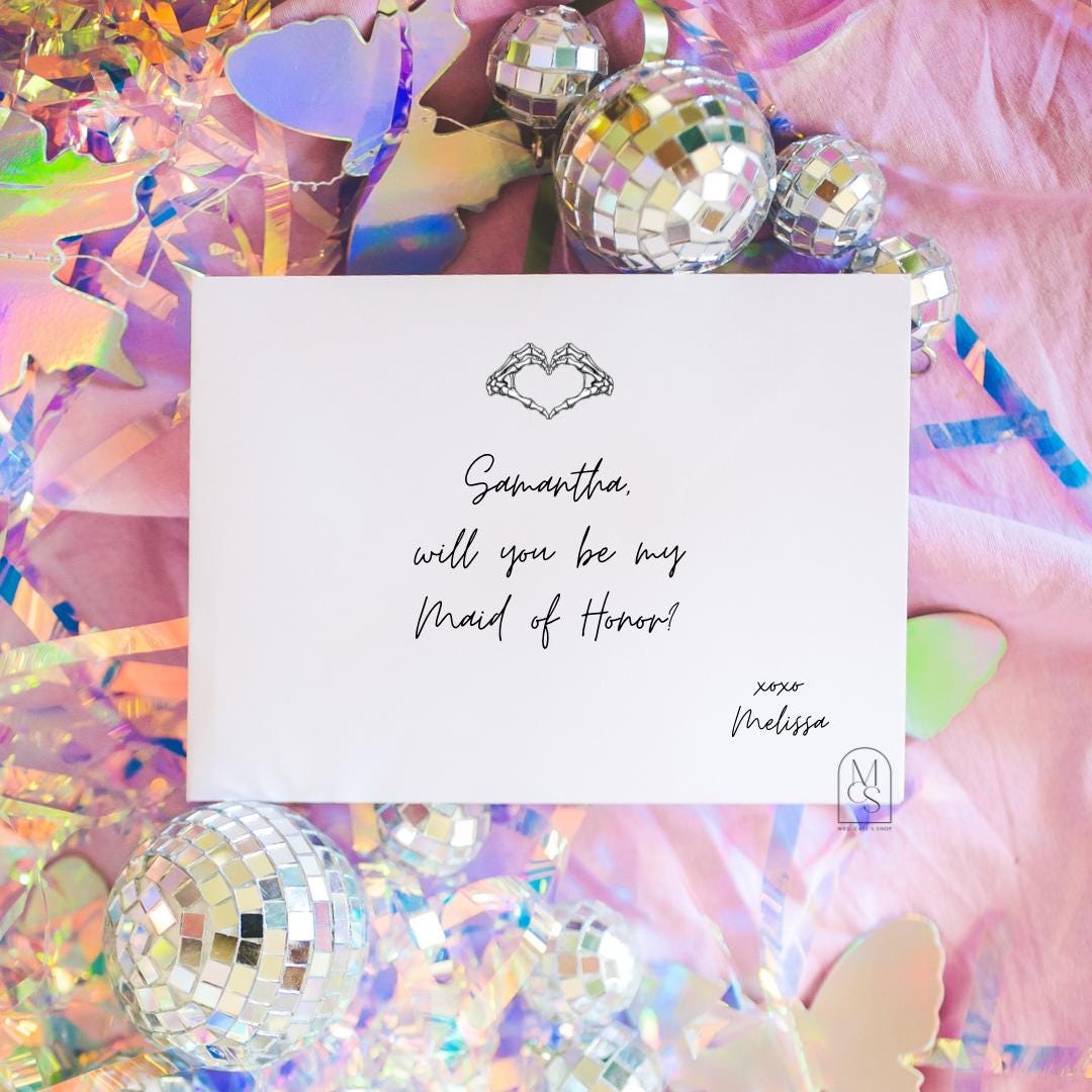Spooky Skeleton Maid of Honor Proposal Card: Bridesmaid Cards, Horror ...