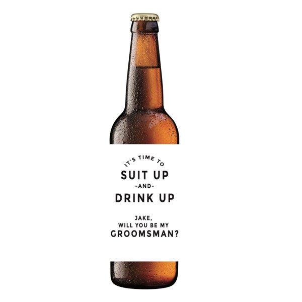 Beer Bottle Label Groomsman Groomsmen Proposal Best Man Suit up Usher Best Man proposal card Ask Groomsman idea