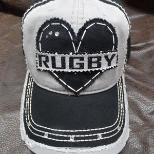 Rugby love distressed patch hat - rugby mom - custom rugby hat - personalized and customizable with your colors number names for mom nana