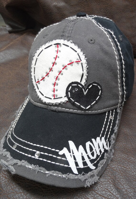 Baseball MOM love distressed baseball hat | Etsy