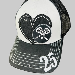Gorra de lacrosse personalizable para mamá: gorra de equipo personalizada para mamá, abuela, hermana, tía, número de camiseta, ligas menores, gorra con parche de escuela secundaria y universidad.