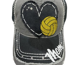 I heart Water Polo distressed hat - water polo mom hat - customizable hat