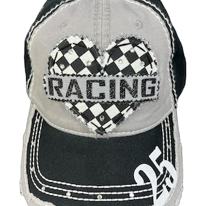 Checkered Heart RACING Mom Hat - Custom Racing Hat - Racing Car Hat ...