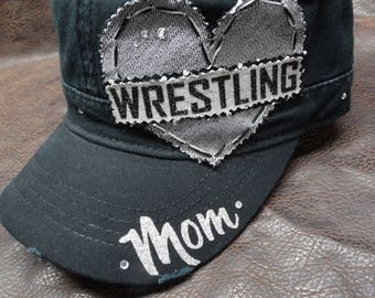 wrestling mom / any sport Cadet Hat- sport hat- customizable sport mom hat - short bill hat
