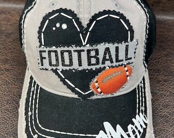 Football Lover Glitter and bling hat - Football mom or no mom customizable with team colors hat - for grammy-nana-mimi-sister- coach