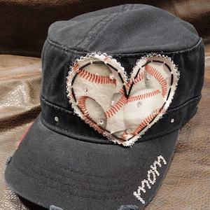 Baseball Mom Patch and Crystal Cadet Style Cap-Baseball mom hat- personalized and Customizable patch hat for mom nana grandma aunt wife