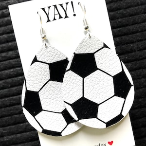 soccer leather lightweight earrings - genuine leather - sterling silver or base metal - nickel free - hypoallergenic -you choose -all sports