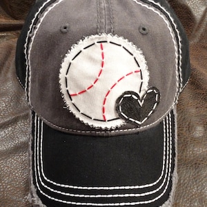NO BLING Baseball love distressed baseball patch hat - Personalized baseball hat - custom team hat