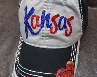 LOVE Kansas Basketball hat - Kansas hat - customizable hat