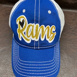 Rams Football trucker hat - Royal Blue and gold yellow and white hat - customizable hat
