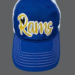 Rams Football trucker hat - Royal Blue and gold yellow and white hat - customizable hat