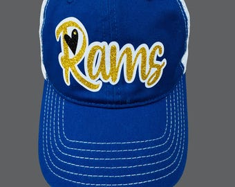 Rams Football trucker hat - Royal Blue and gold yellow and white hat - customizable hat