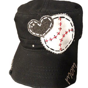 Baseball LOVE Mom Bling Cadet Style Cap - customizable baseball hat - personalizable hat