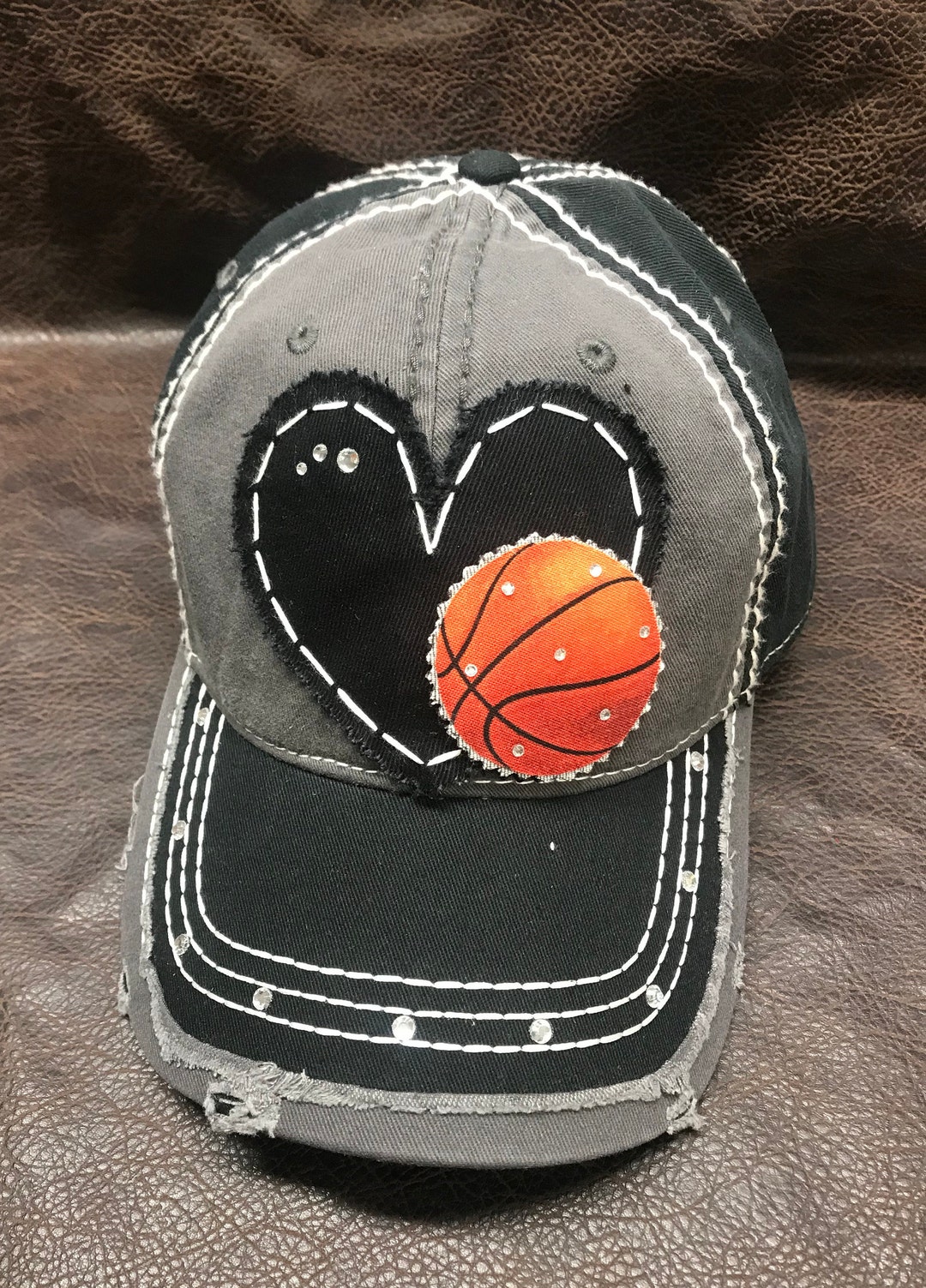 I Heart Basketball Distressed Hat Basketball Mom Hat Customizable Hat