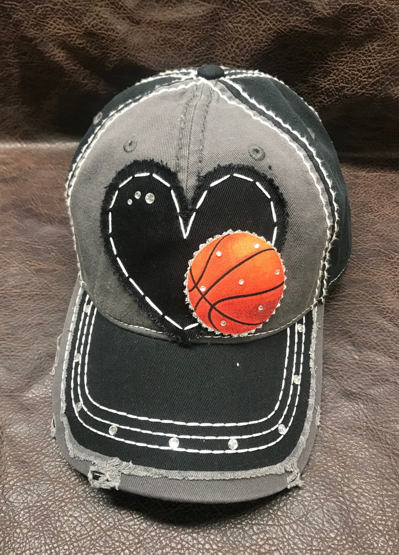 I Heart Basketball Distressed Hat Basketball Mom Hat Etsy
