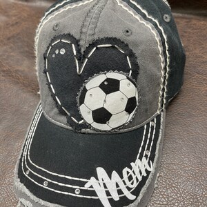I heart Soccer distressed hat - soccer mom hat - customizable hat - great gift for soccer mom coach nana -personalized for team player