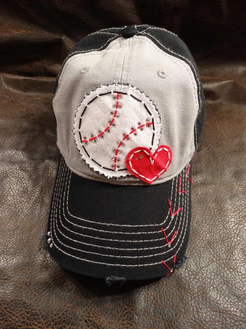 I Love Baseball distressed ball cap Baseball Mom Custom Etsy