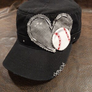Baseball Mom Bling Girl Cadet Cap - Customizable baseball team hat - Short bill military baseball cap - personalized for mom nana mimi aunt