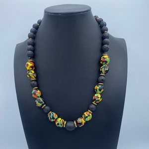 Black Star Necklace 2, African beaded necklace, Men&#39;s African Necklace, Men&#39;s Ethnic Necklace, African Necklace, Afrocentric,  Ethnic, brass