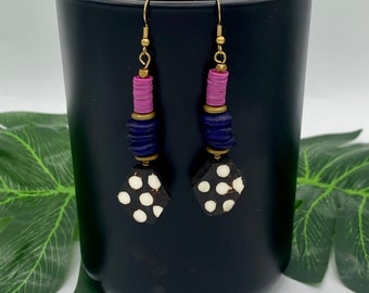 Afrocentric Jewelry - Arrow Print Batk Bone Earrings /Afrocentric Earrings/ African Earrings/ Ethnic Earrings