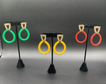 Afrocentric Jewelry -  African recycled vinyl hoop/ Afrocentric Earrings/ African Earrings/ Ethnic Earrings