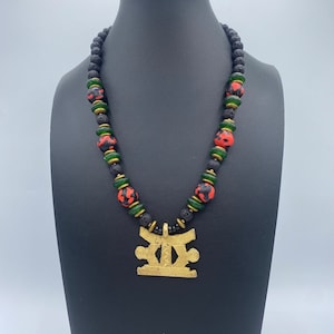RBG Ghana Stool Necklace, mens gift, Men&#39;s African Necklace, Men&#39;s Ethnic Necklace, African Necklace, Afrocentric, Unisex