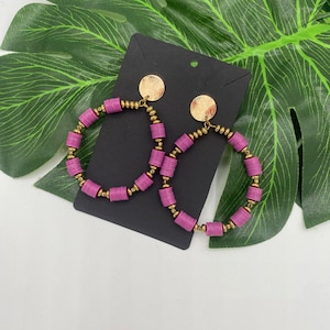 Afrocentric Jewelry -  African recycled vinyl hoop/ Afrocentric Earrings/ African Earrings/ Ethnic Earrings