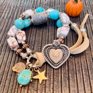 Wild Horse Magnesite Bracelet, Kingman Turquoise, Sterling Silver Button,  Southwestern, Cowgirl Bracelet, Gift for Wife