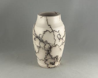 Horsehair Pottery Vase - One of a Kind Stoneware Vessel