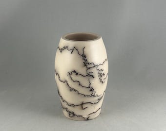 Horsehair Pottery Vase - One of a Kind Stoneware Vessel