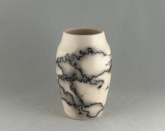 Horsehair Pottery Vase, One of a Kind Stoneware